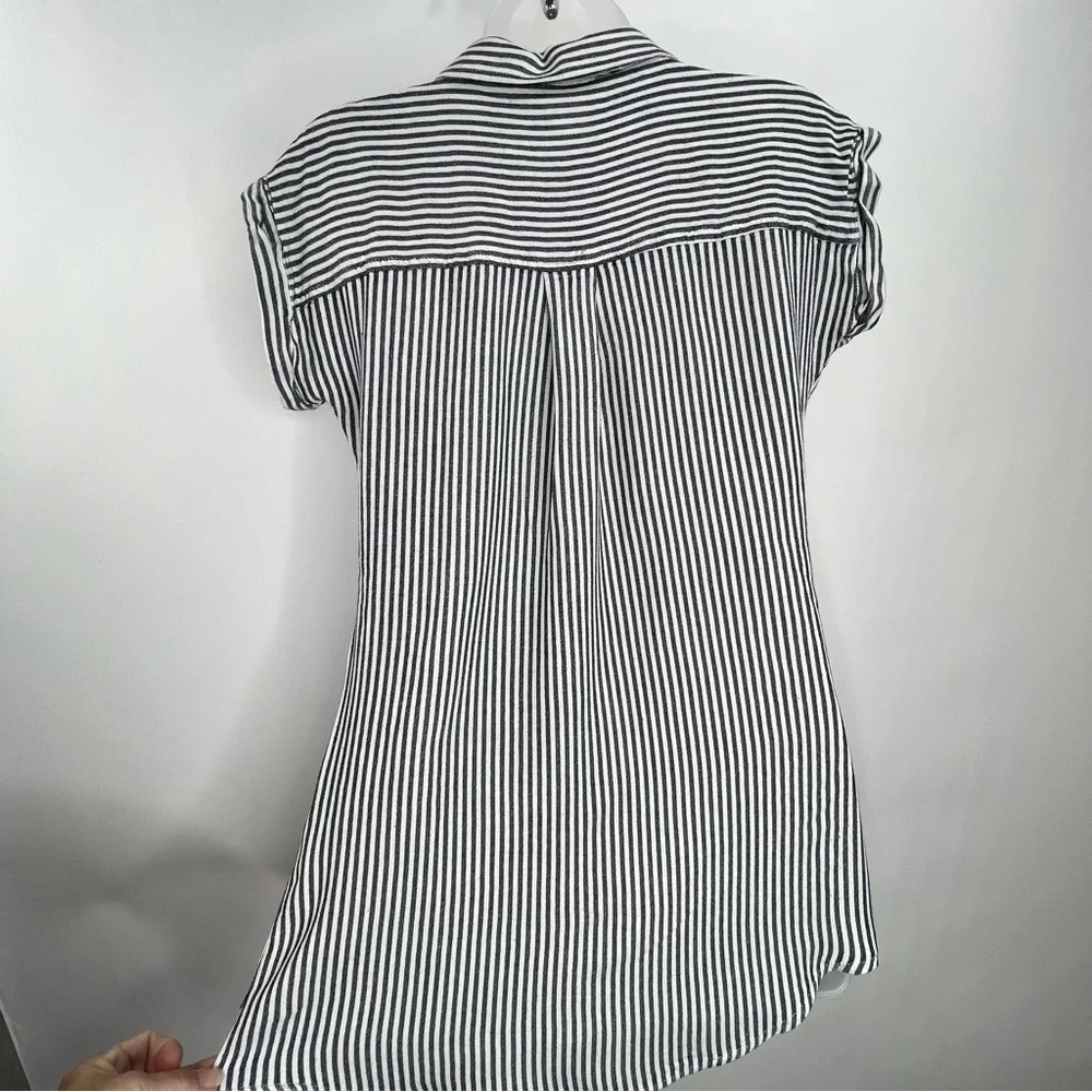 Thread+Supply Black & White Vertical Stripe Soft Tunic Top/Dress Women Sz Small